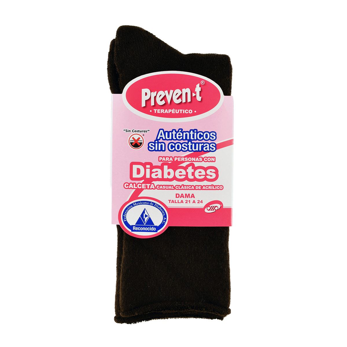 Calceta Preven-T diabetes terapéutico sin costuras 1959 chica-mediana(21a24cm) café dama