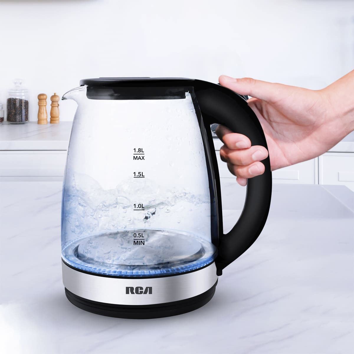 Tetera de Vidrio RCA 1.8 Lts Negro RC-328