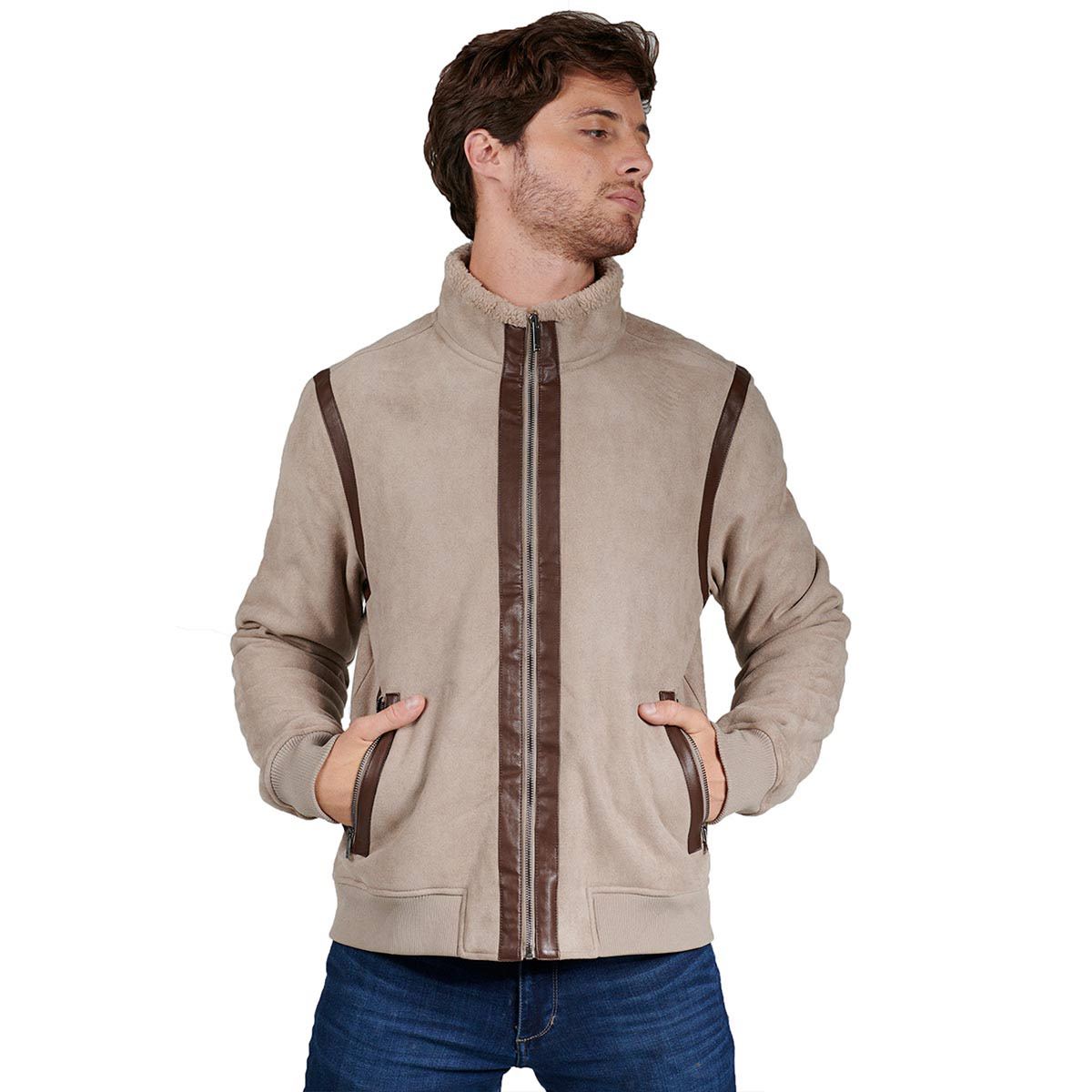 Chamarra para caballero Generra color hueso talla extra-grande