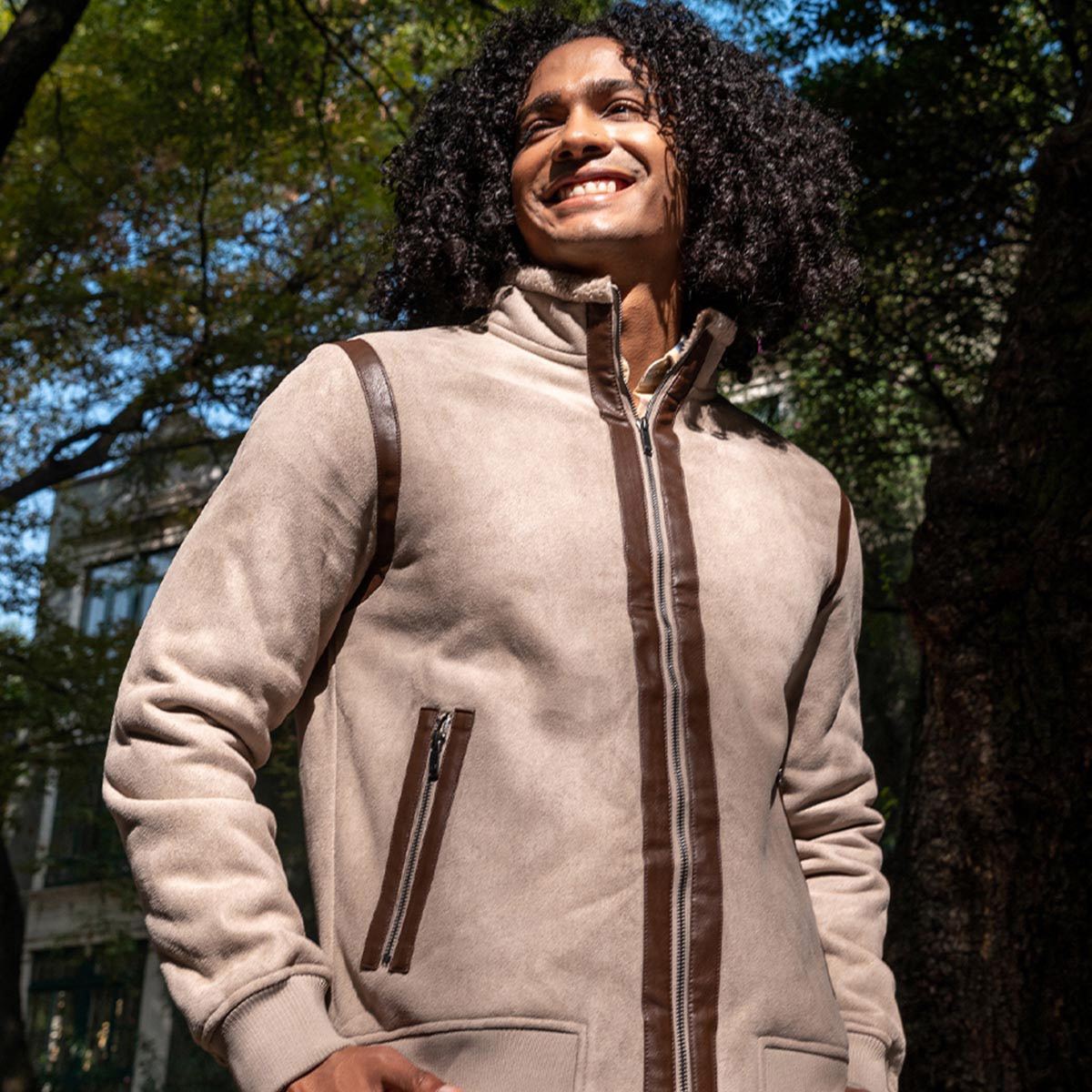 Chamarra para caballero Generra color hueso talla extra-grande