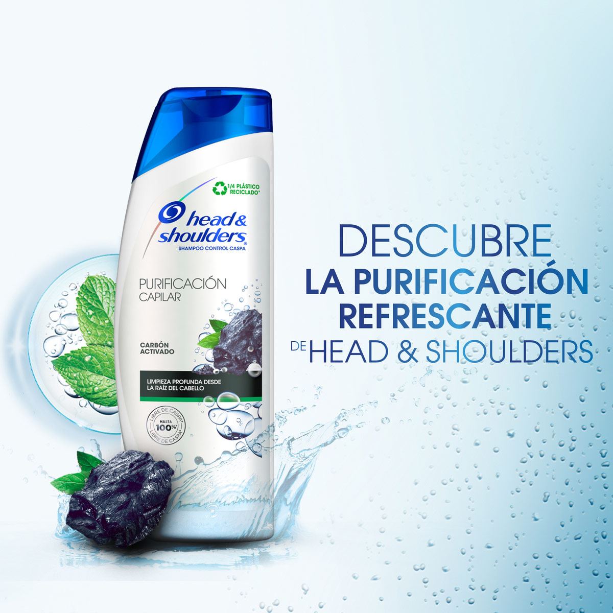 Shampoo para Cabello Graso Control Caspa Purificación Capilar Carbón Activado Head & Shoulders 180 ml