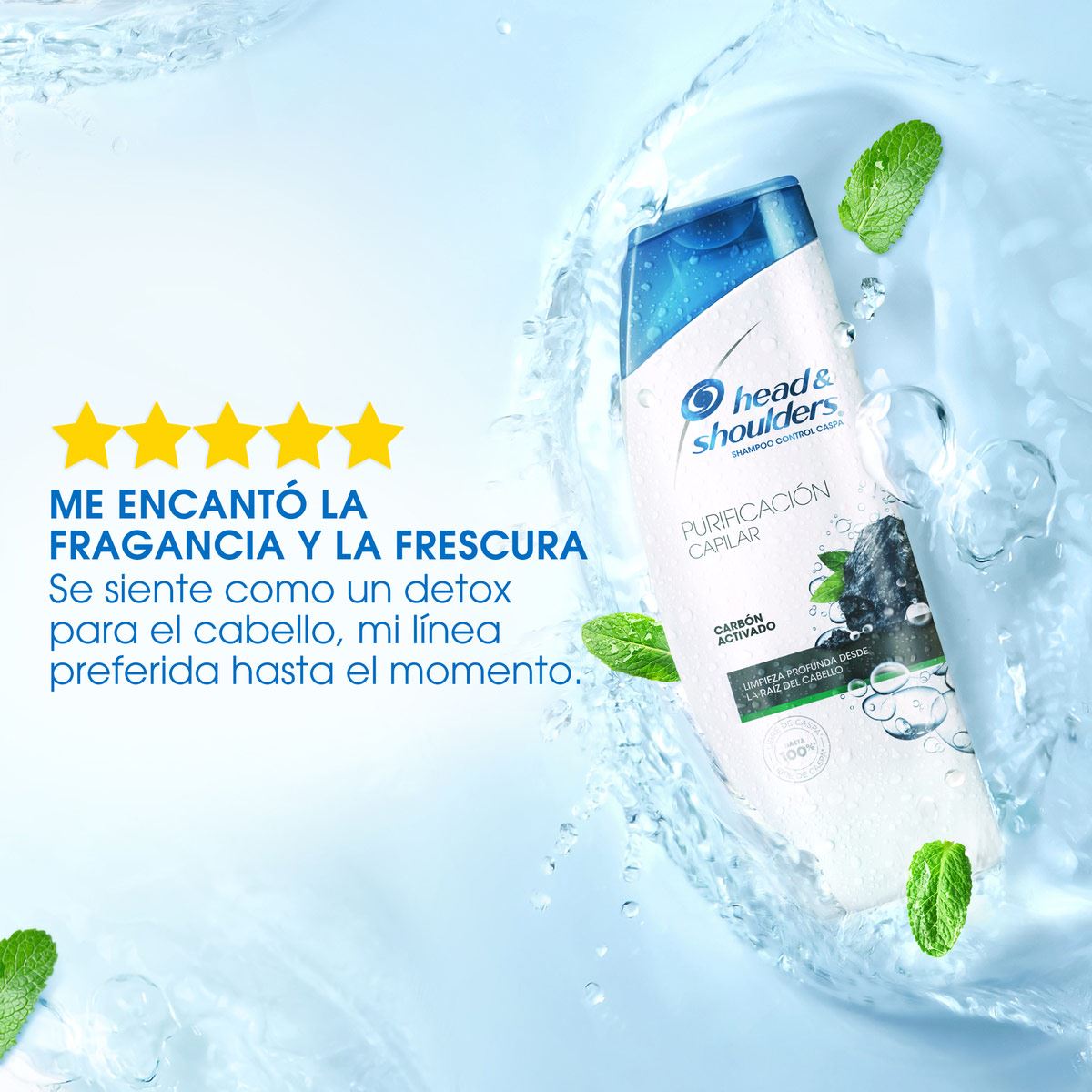 Shampoo para Cabello Graso Control Caspa Purificación Capilar Carbón Activado Head & Shoulders 180 ml