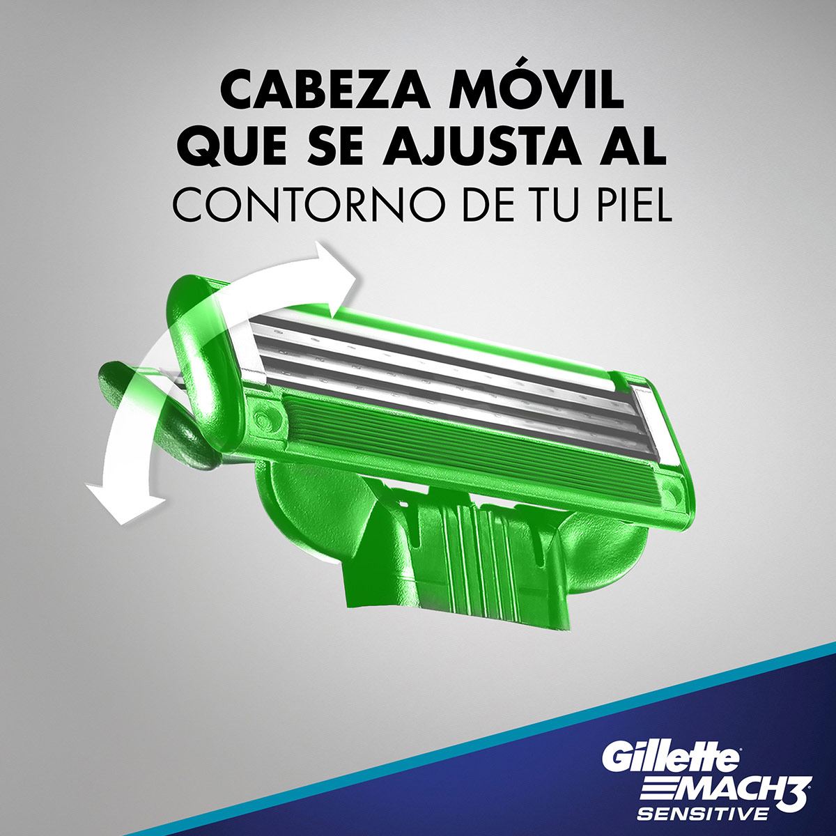 Máquina de afeitar Sensitive con Mango Antideslizante Aqua-Grip 360° Gillette Mach3 1 unidad