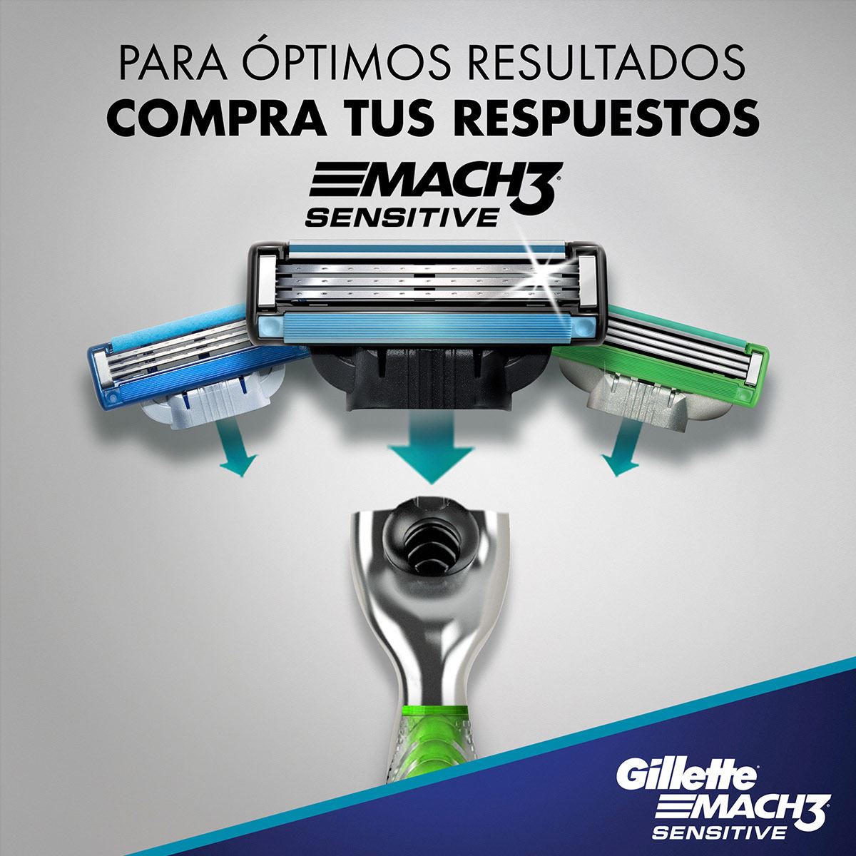 Máquina de afeitar Sensitive con Mango Antideslizante Aqua-Grip 360° Gillette Mach3 1 unidad