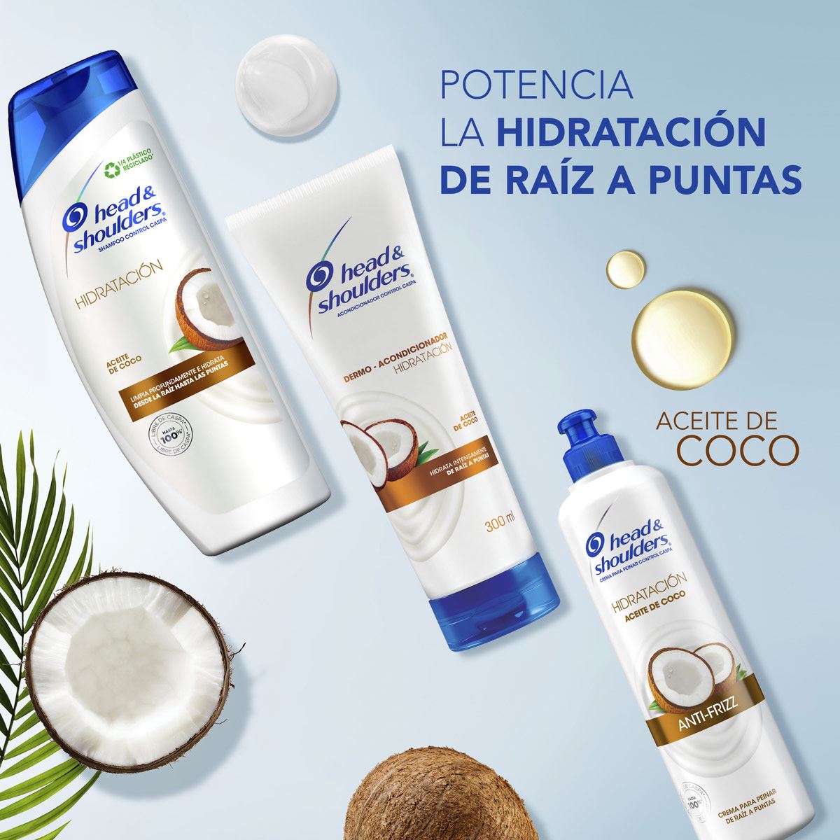 Shampoo Control Caspa Hidratación Aceite de Coco Head & Shoulders 180 ml