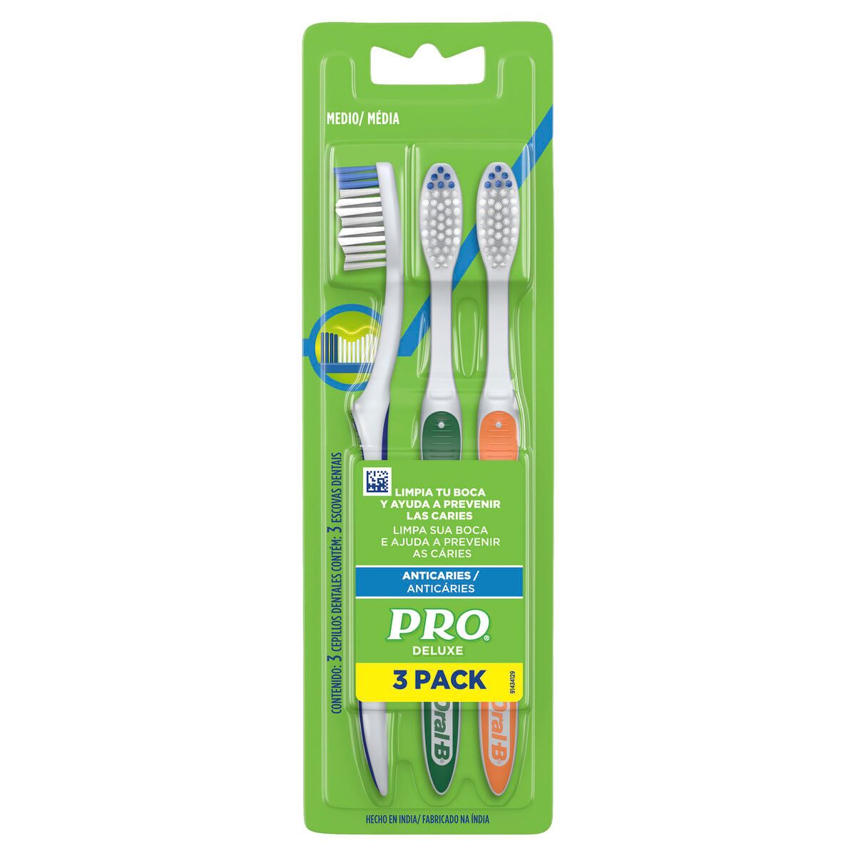 Pro Deluxe Anticaries Cepillo de dientes 3 Unidades