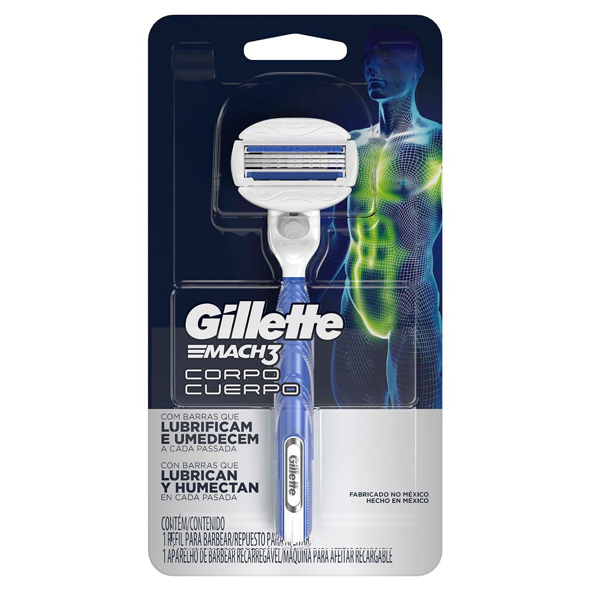 Gillette Mach 3 Cuerpo rastrillo recargable para afeitar el cuerpo