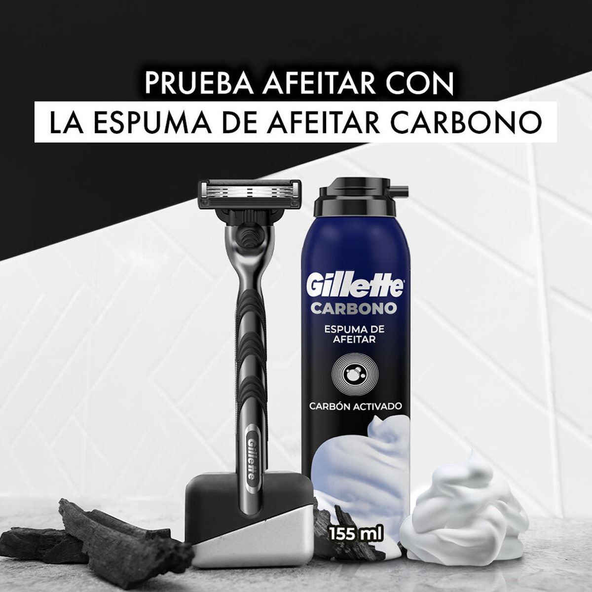 Gillette Mach3 Carbono Rastrillo para Afeitar Reutilizable de 3 hojas 1 unidad