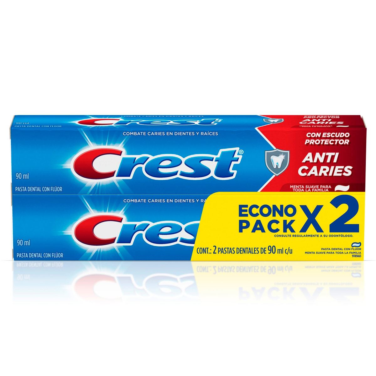Crest Escudo Anti-Azúcar Pasta Dental Anticaries Con Flúor 90 ml 2 Unidades
