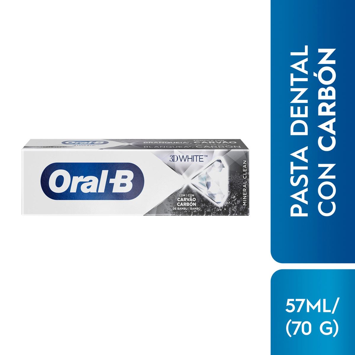 Oral-B Pasta Dental 3D White Mineral Clean Con Carbón 53 ml