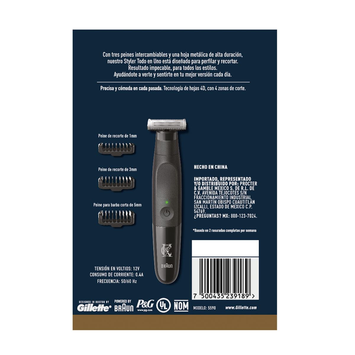 Rasuradora King C. Gillette Styler Todo en Uno 1 Recortadora + 3 Peines