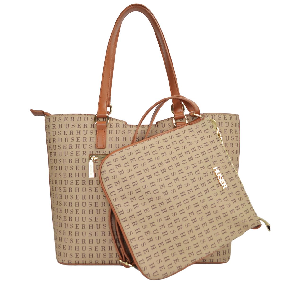 Bolsa tote color café claro para Mujer Huser