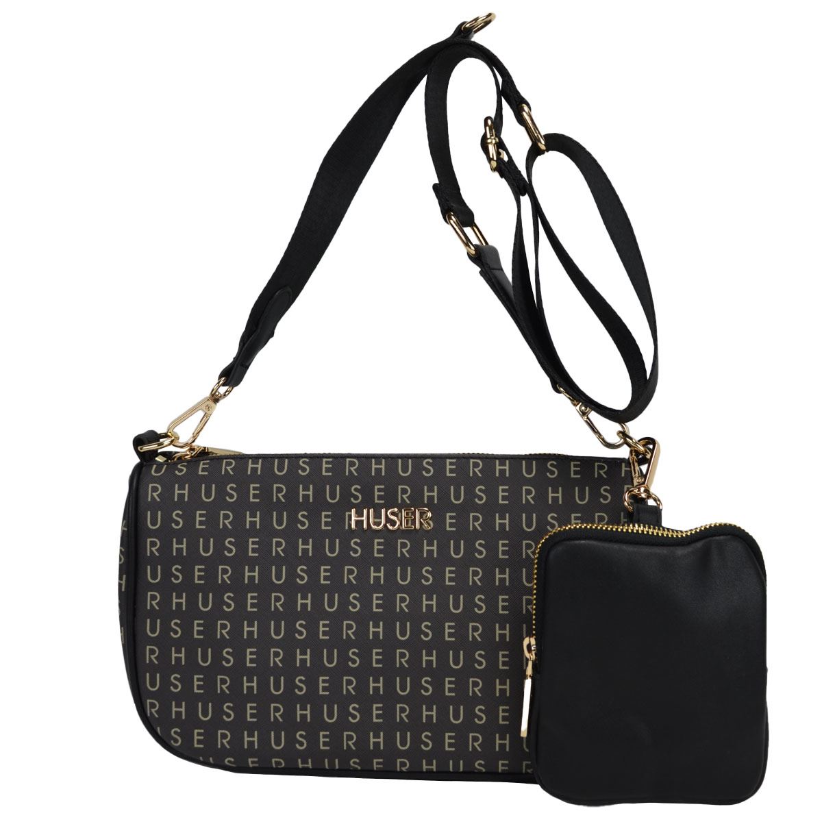 Bolso Crossbody Huser Monograma Negro para Mujer