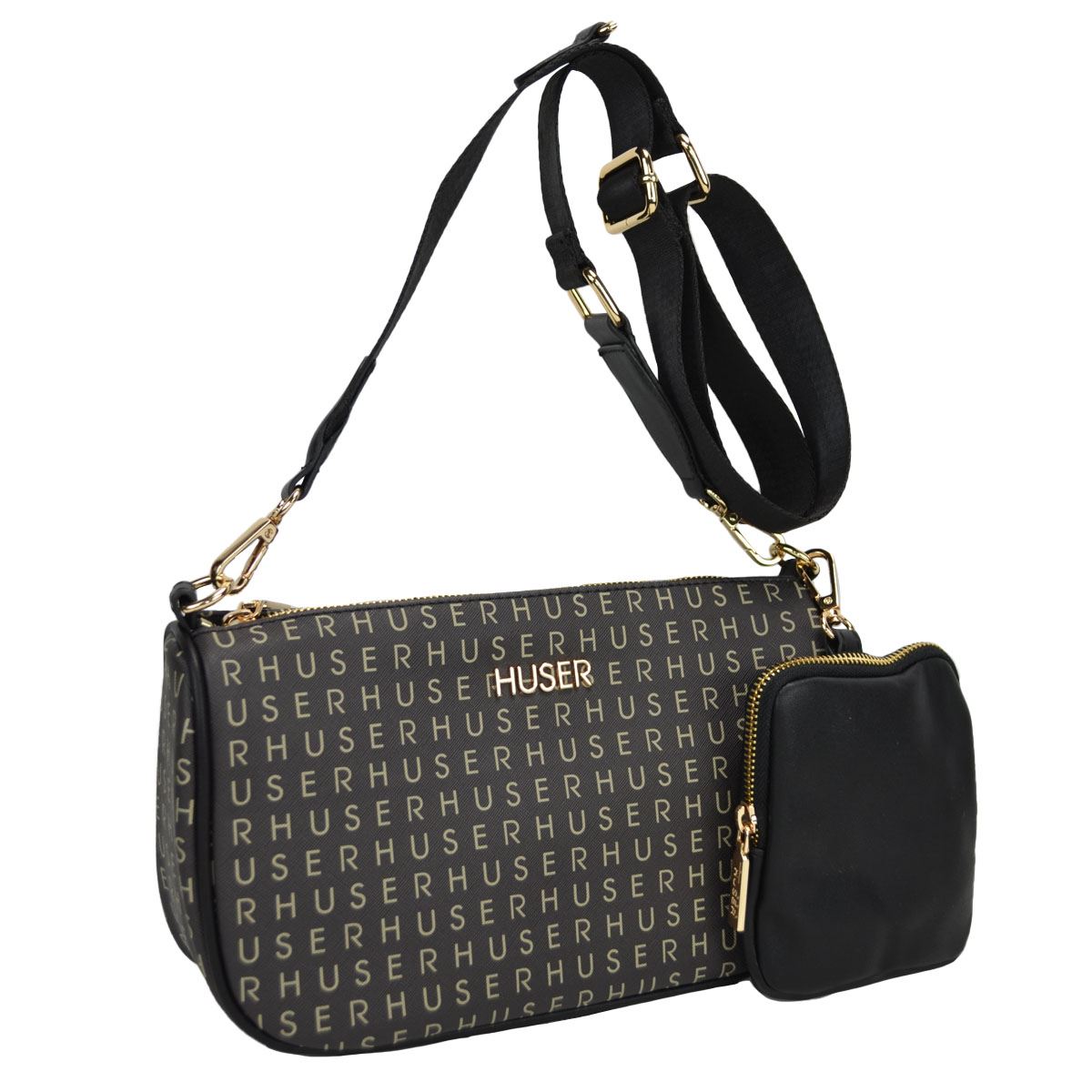 Bolso Crossbody Huser Monograma Negro para Mujer