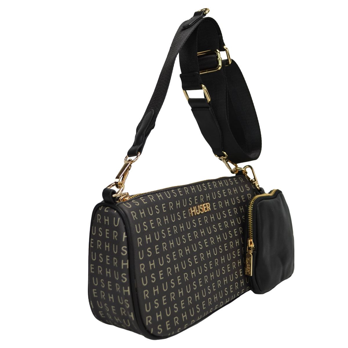 Bolso Crossbody Huser Monograma Negro para Mujer