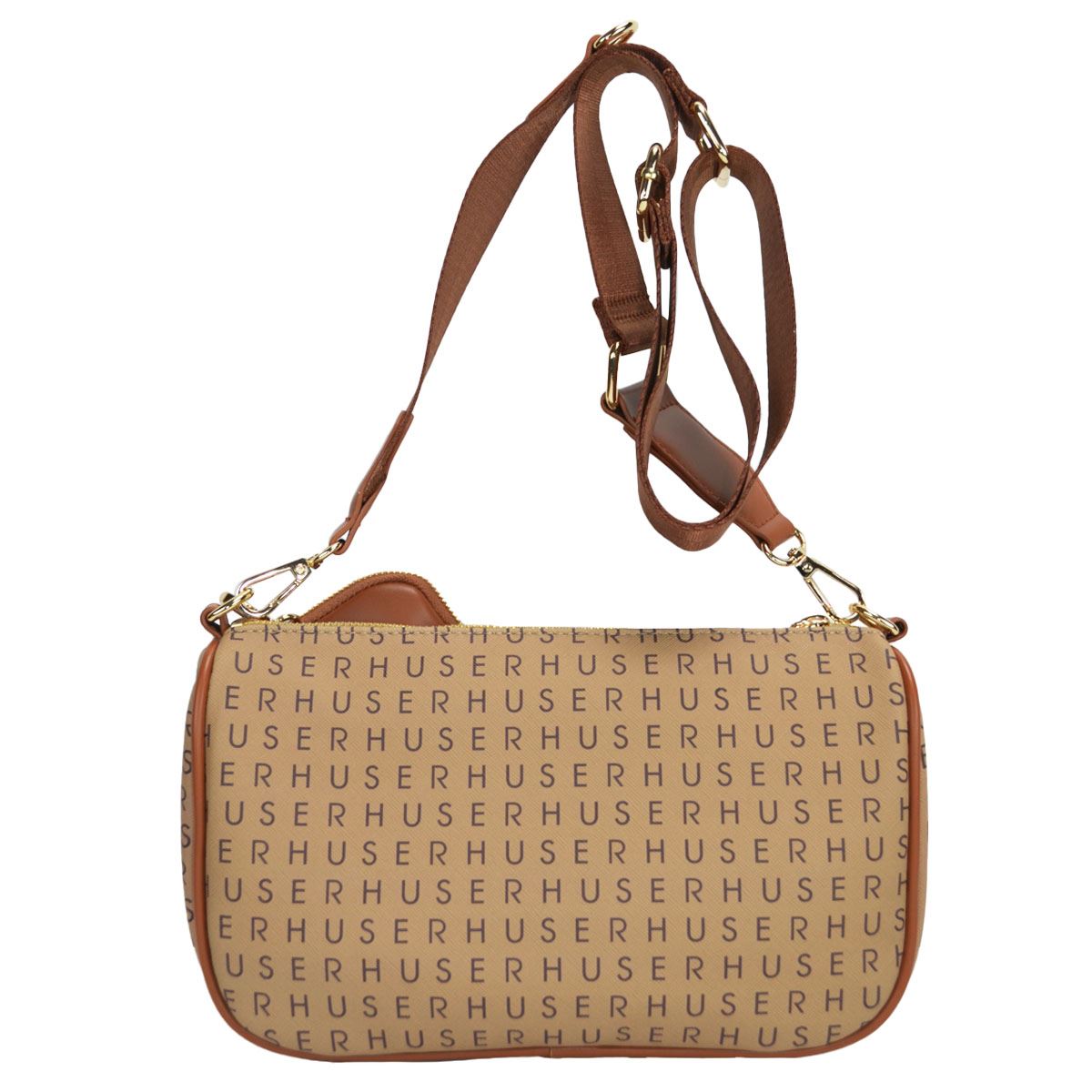 Bolsa Crossbody Huser Monograma Café Claro para Mujer