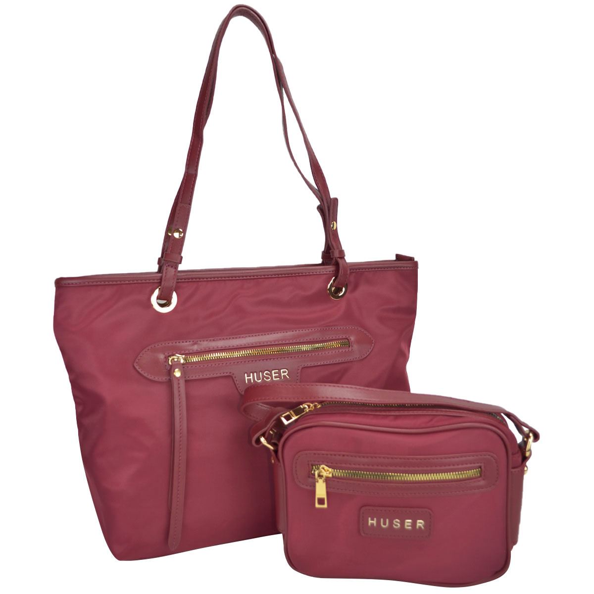 Bolsa Huser Tipo Tote color vino con bolsa crossbody Mod. BF22 ST001VI