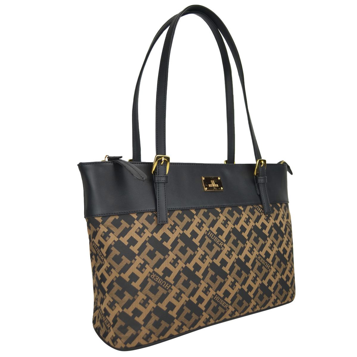Bolsa Huser tote color café para Mujer monograma