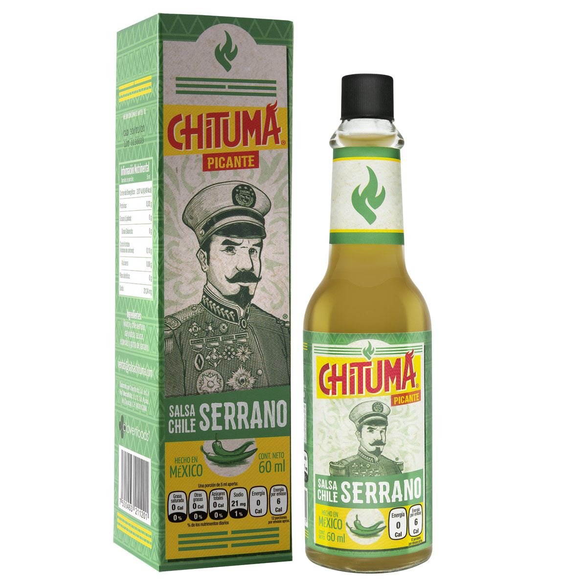 Salsa Picante de Chile Serrano 60 mililitros Chitumá