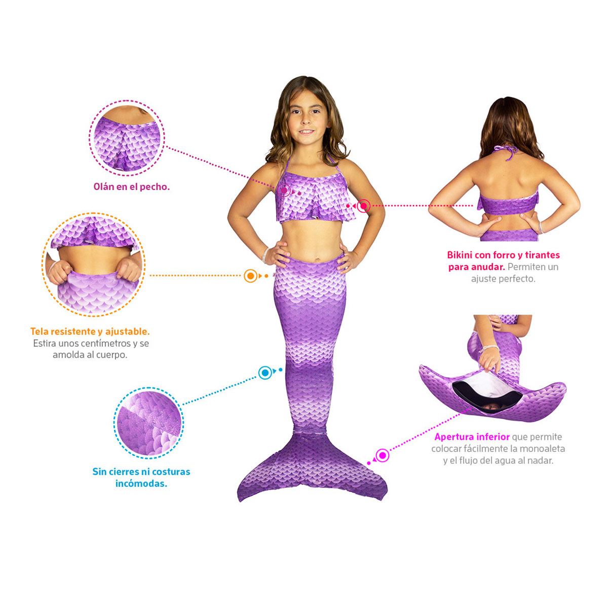 Kit Cola de Sirena Funny Purple Talla 6