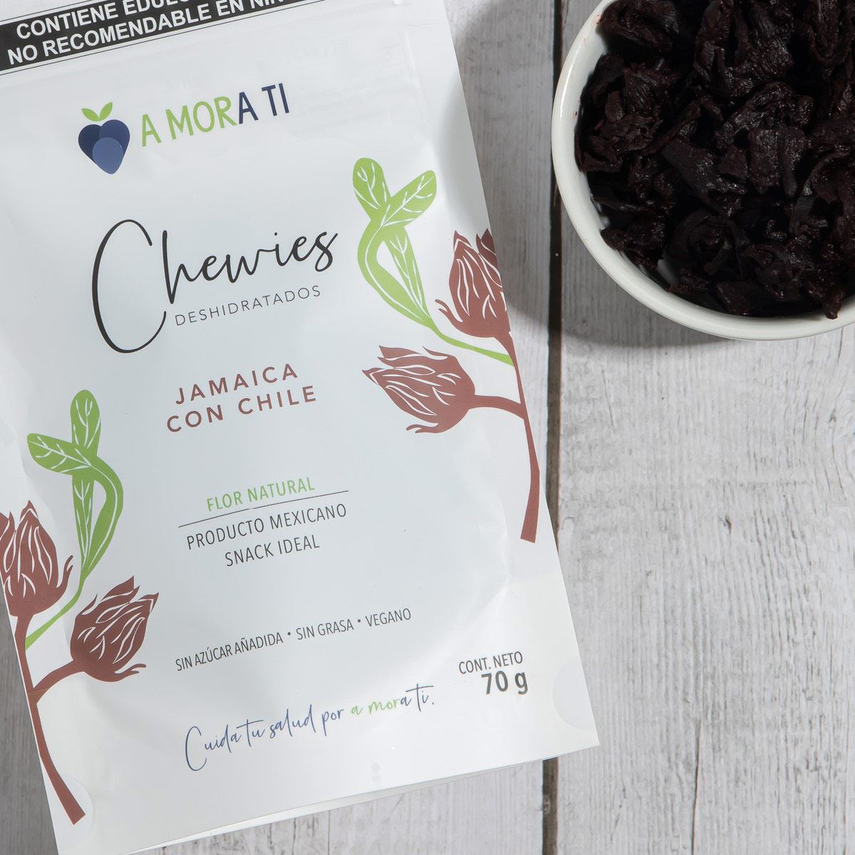 Chewies de Flor de Jamaica deshidratada con chile 70g