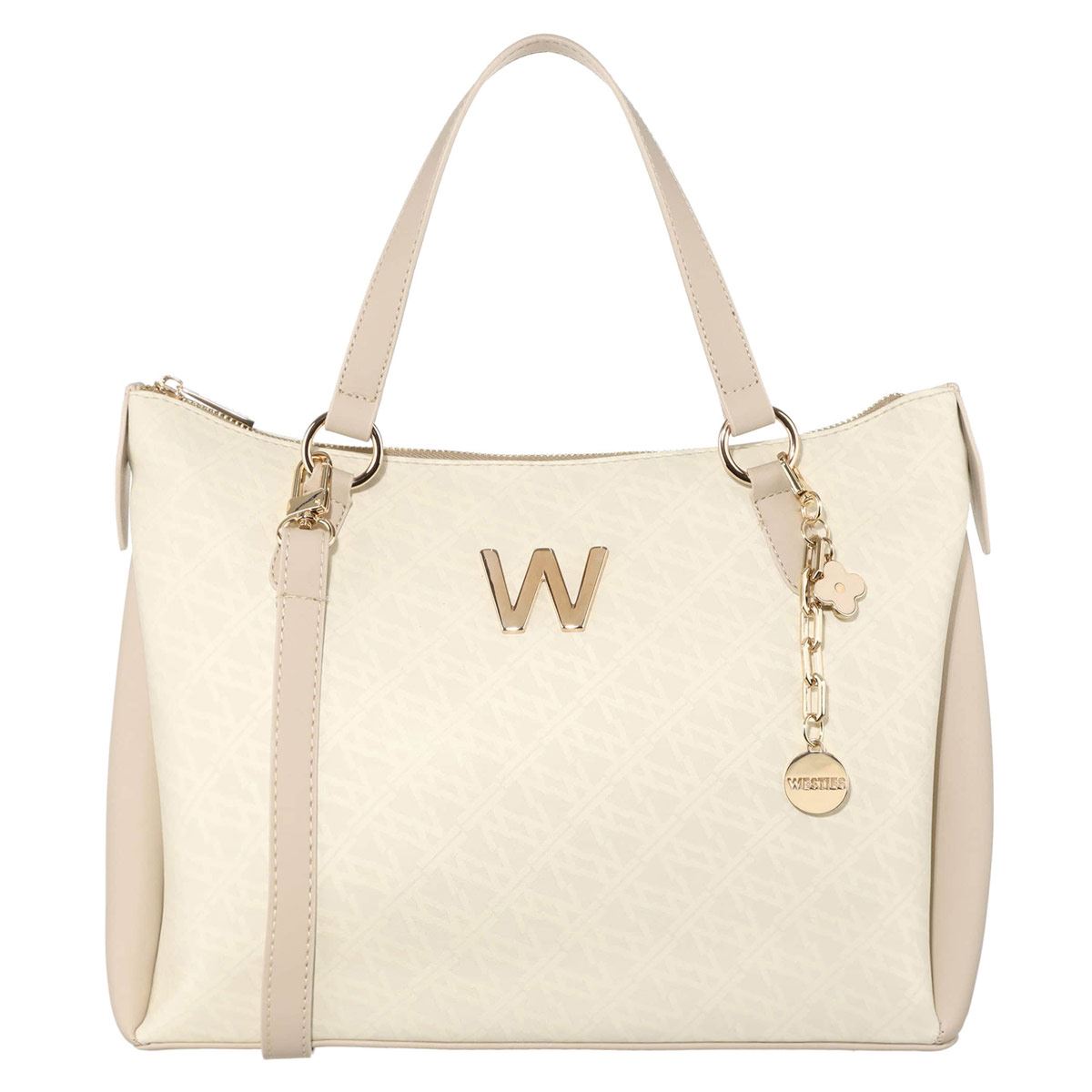 Bolsa satchel WESTIES color Marfil/Multicolor Modelo HBANDARIELWE