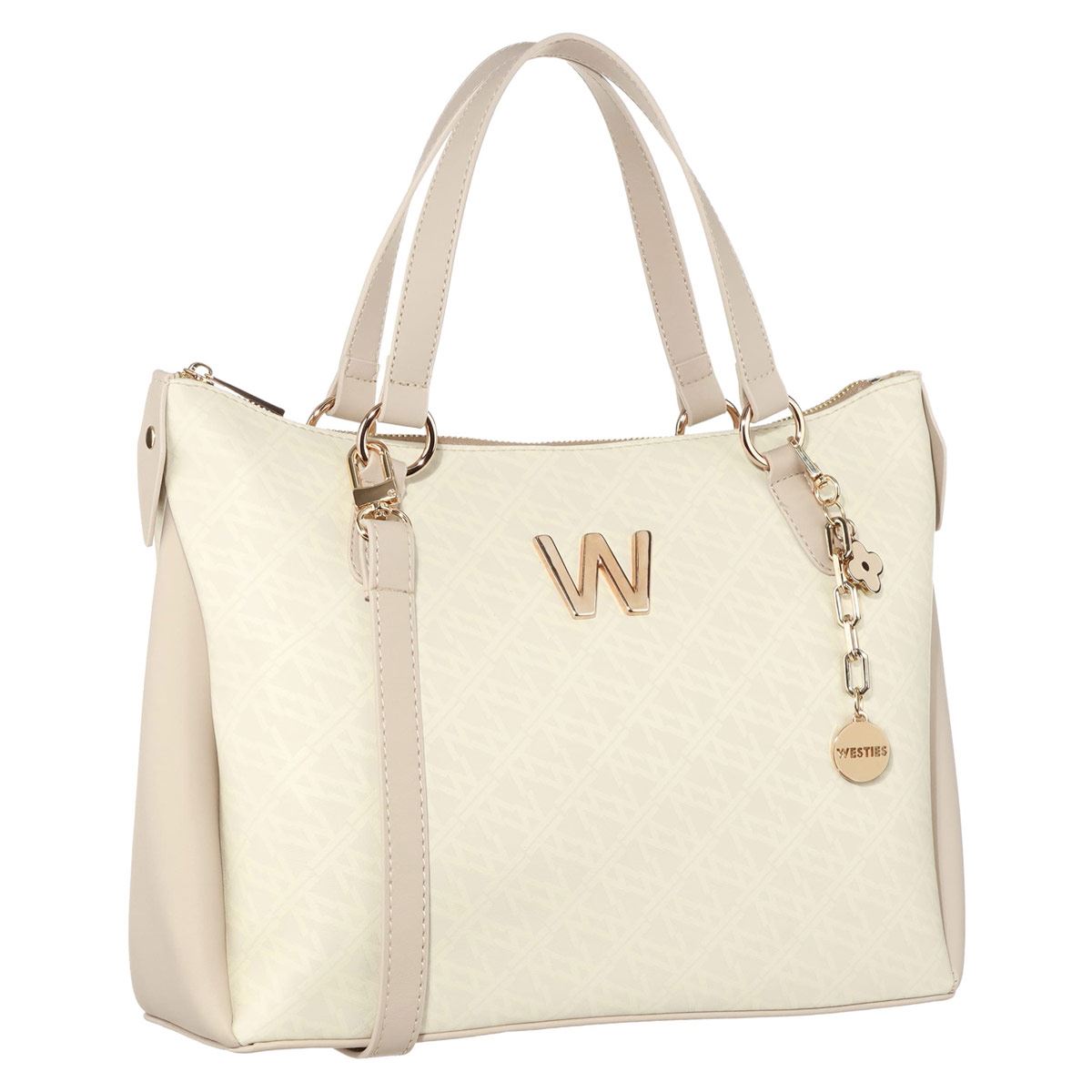 Bolsa satchel WESTIES color Marfil/Multicolor Modelo HBANDARIELWE