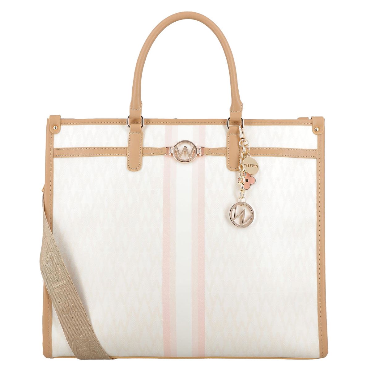 Bolsa tote Westies color Marfil/Multicolor Modelo HBKALONIA7WE