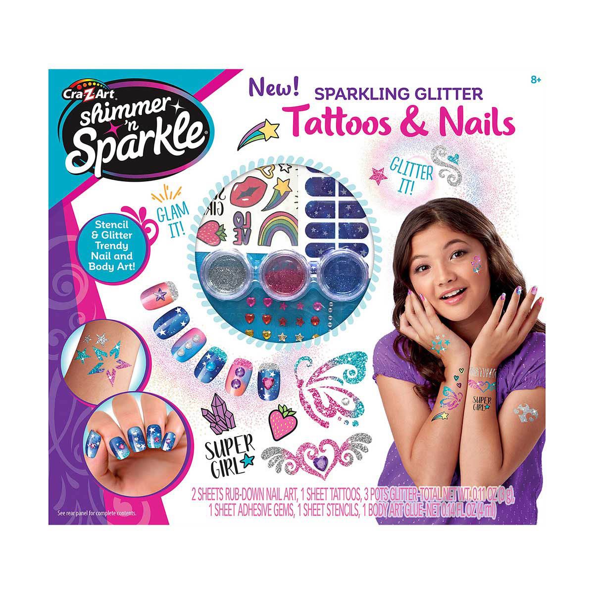 Set Glitter Uñas y Tattoos Shimmer & Sparkle