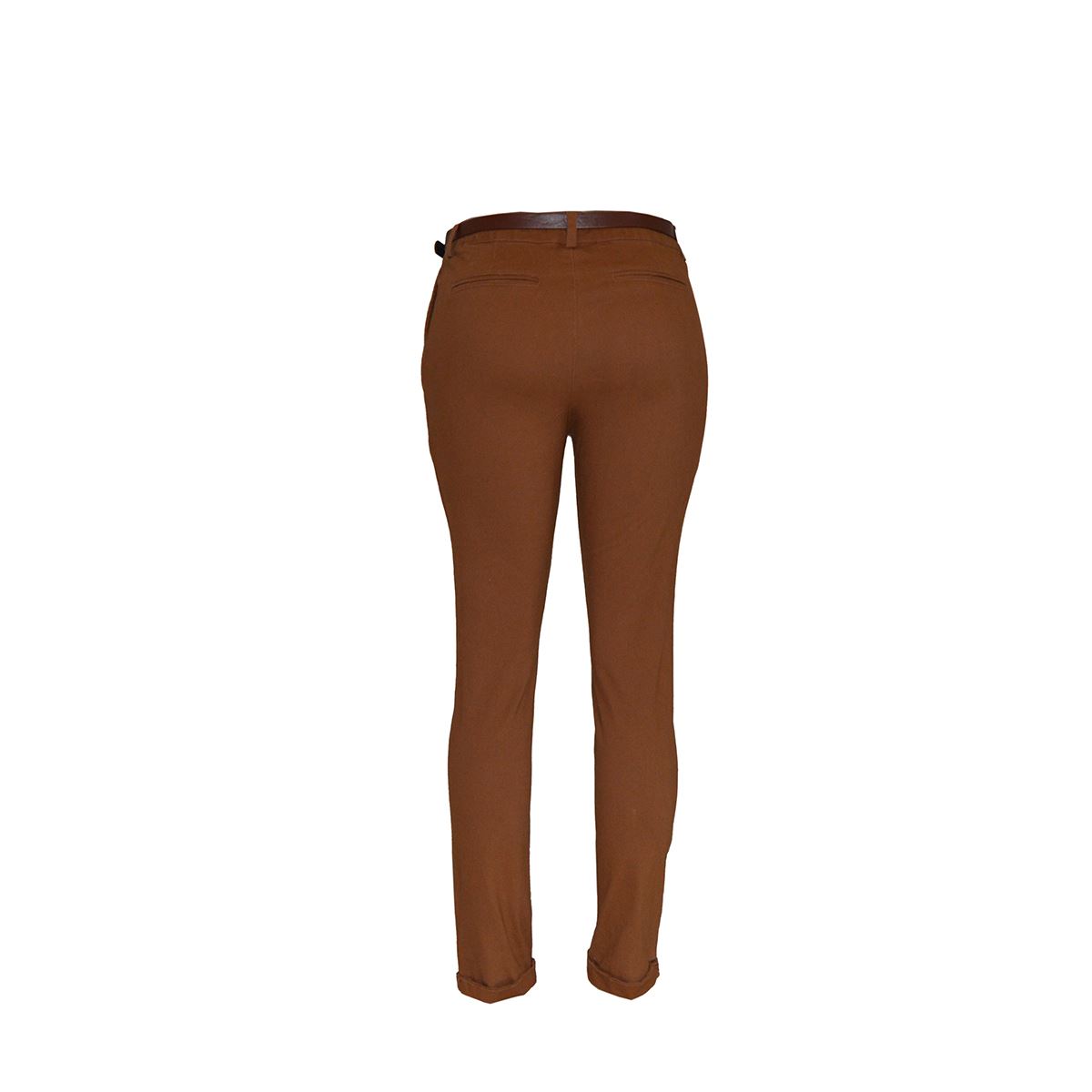 Pantalón recto liso con cinturón a tono Philosophy talla mediano color cafe medio modelo P2287N..