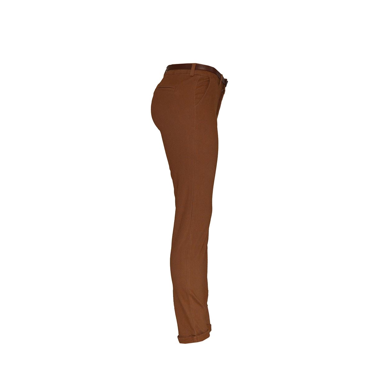 Pantalón recto liso con cinturón a tono Philosophy talla mediano color cafe medio modelo P2287N..
