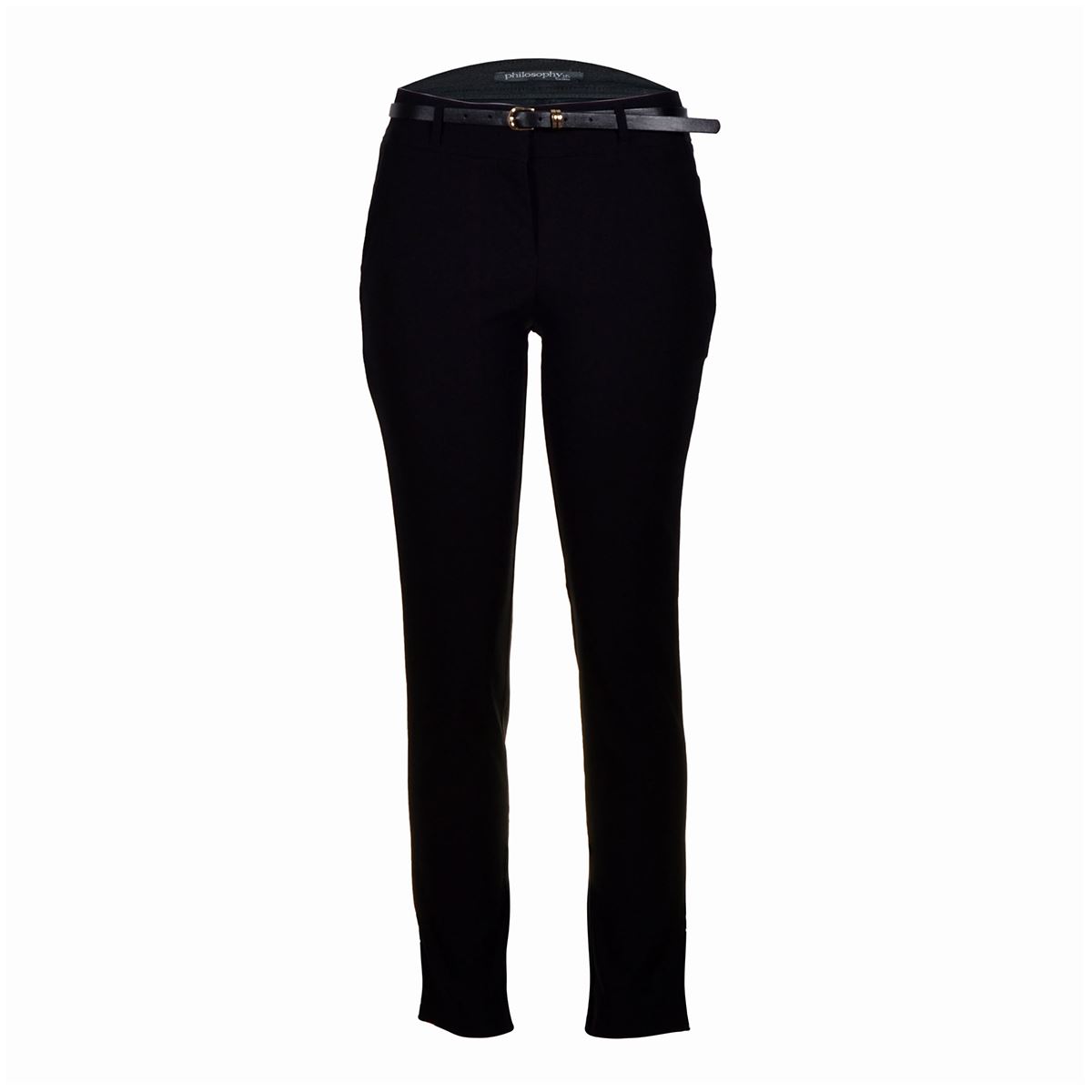 Pantalón para mujer recto con cinturón a tono Philosophy Jr talla mediana color negro modelo HP9080NCH