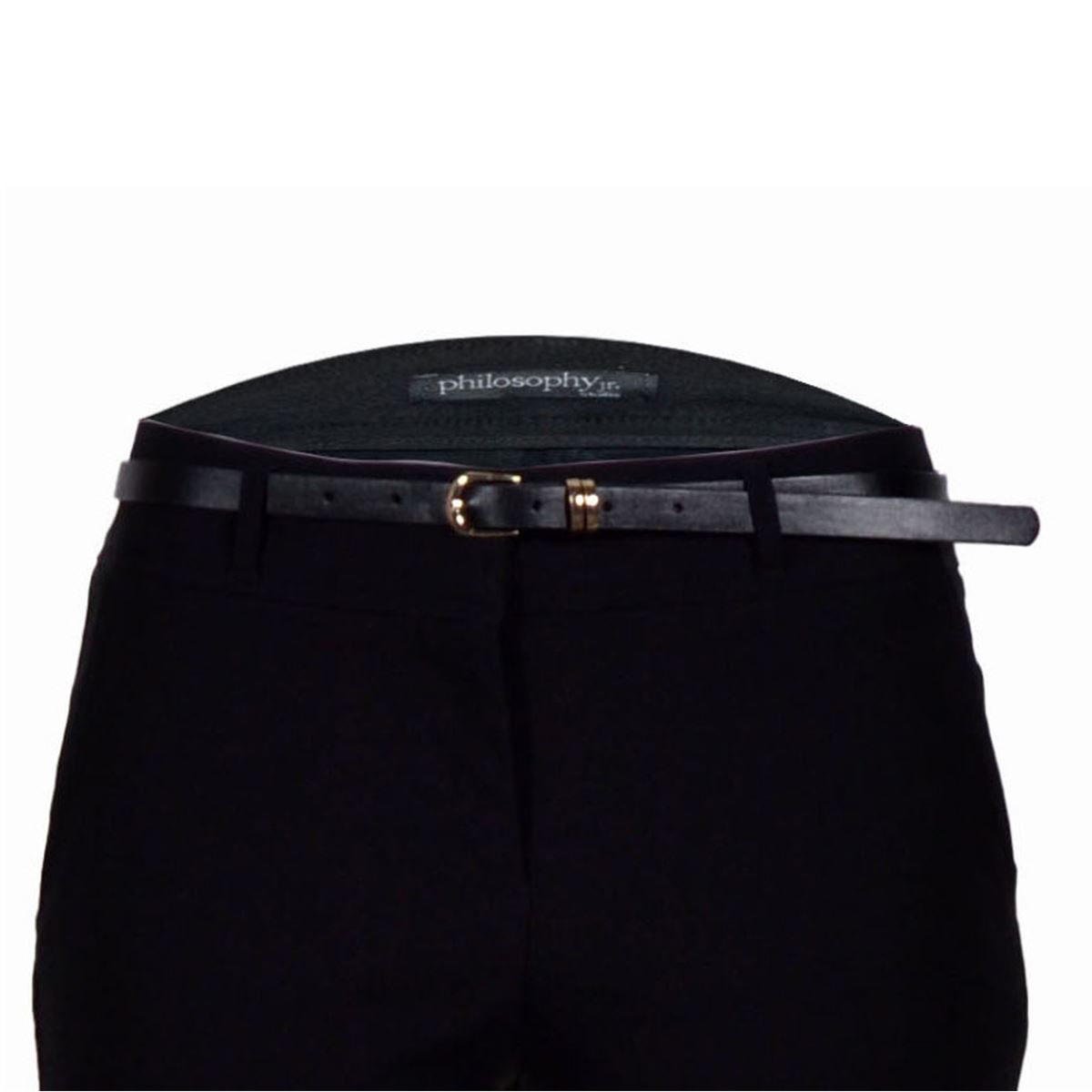 Pantalón para mujer recto con cinturón a tono Philosophy Jr talla mediana color negro modelo HP9080NCH