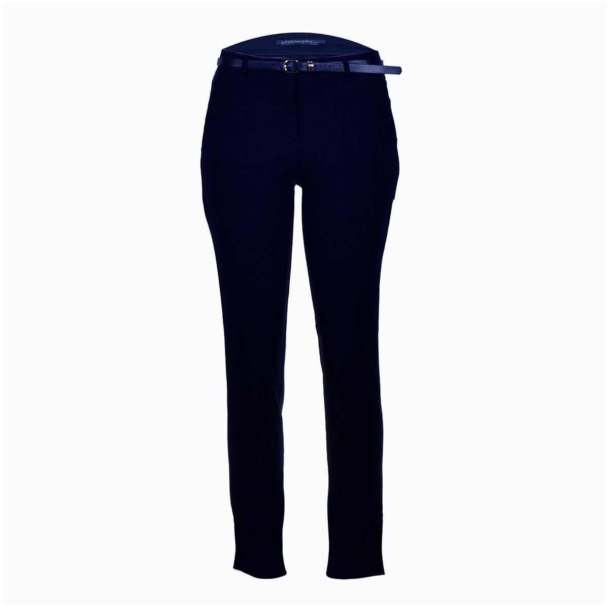 Pantalón para mujer recto con cinturón a tono Philosophy Jr talla mediana color azul obscuro modelo HP9080NCH