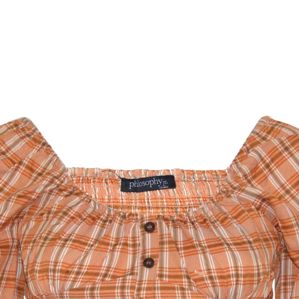 Blusa cuadros Philosophy Jr M Naranja Combinado