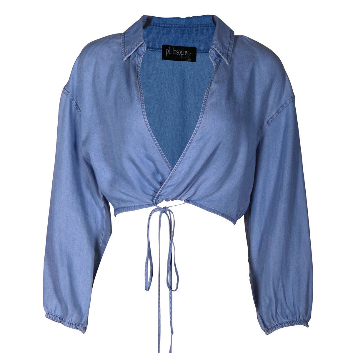 Blusa cruzada Philosophy Jr talla grande color azul modelo 10030tm