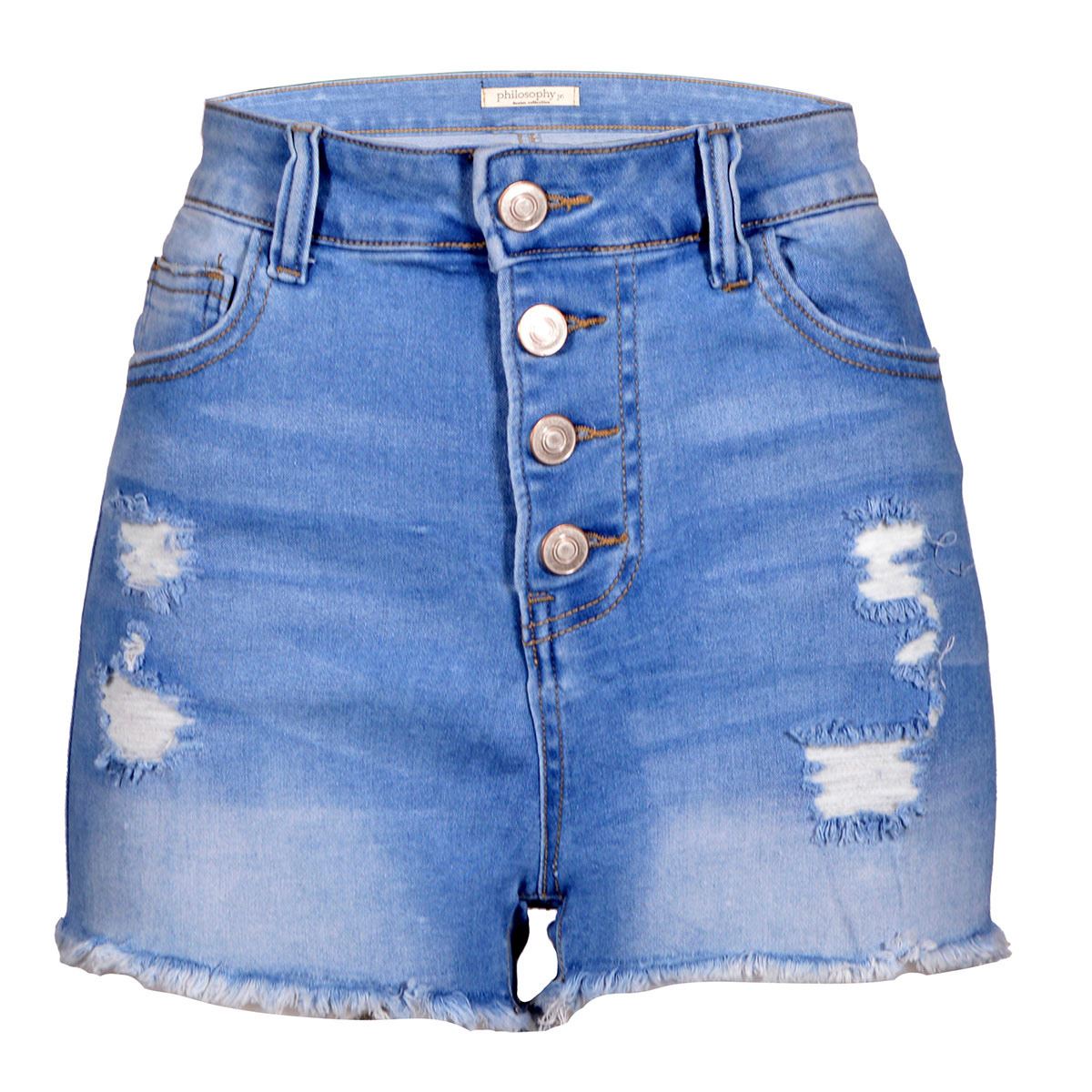 Short con destrucción Philosophy Jr talla chica color azul claro modelo hsp6639