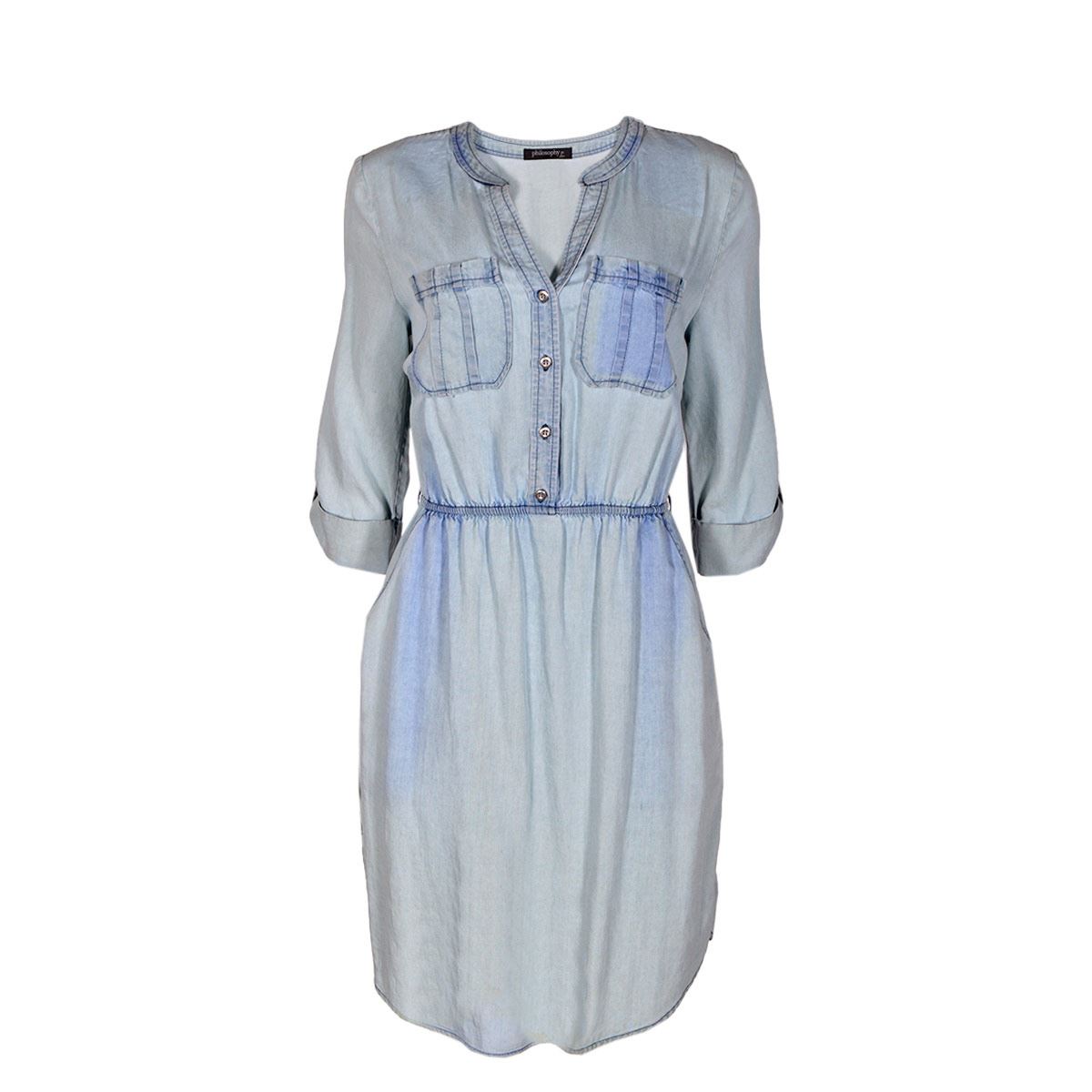 Vestido mezclilla Philosophy Jr talla grande color azul claro modelo 70338