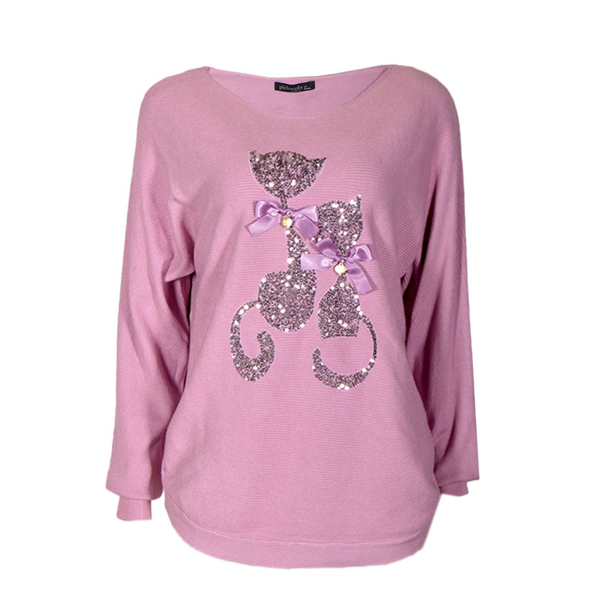 Sweater estampado con gatos Philosophy jr talla grande color rosa modelo HH852