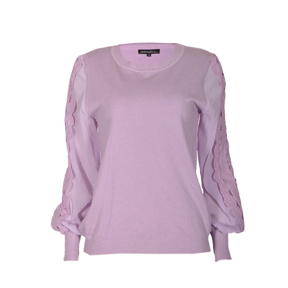 Suéter combinado talla mediana color morado claro modelo hh2247