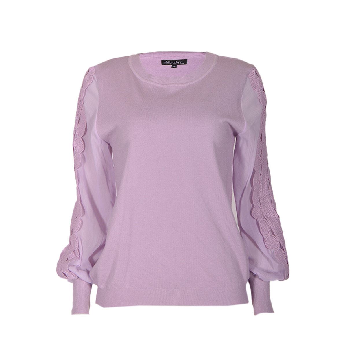 Suéter combinado talla grande color morado claro modelo hh2247
