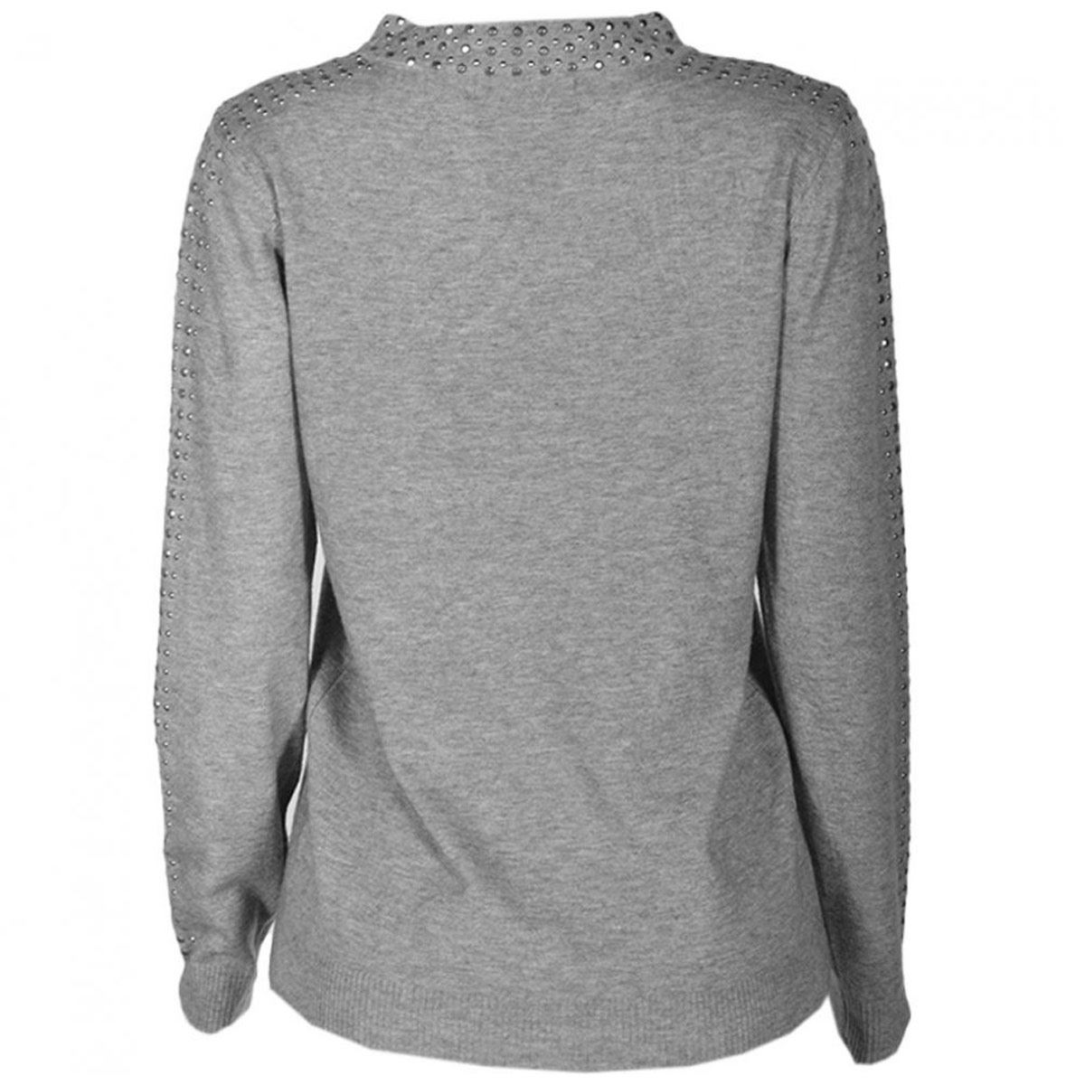 Suéter con aplicaciones talla chica color gris modelo hh2034