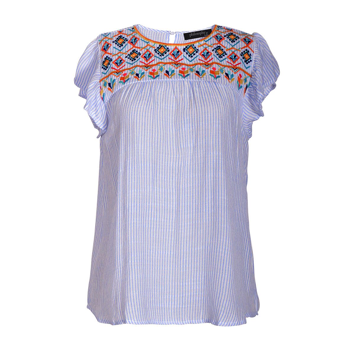 Blusa con bordado Philosophy jr talla chica color azul modelo cr1787
