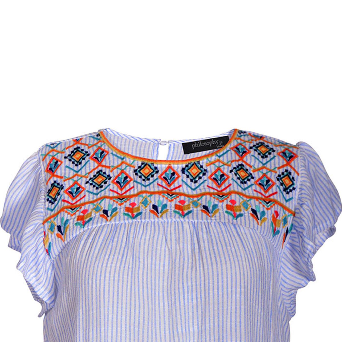 Blusa con bordado Philosophy jr talla chica color azul modelo cr1787