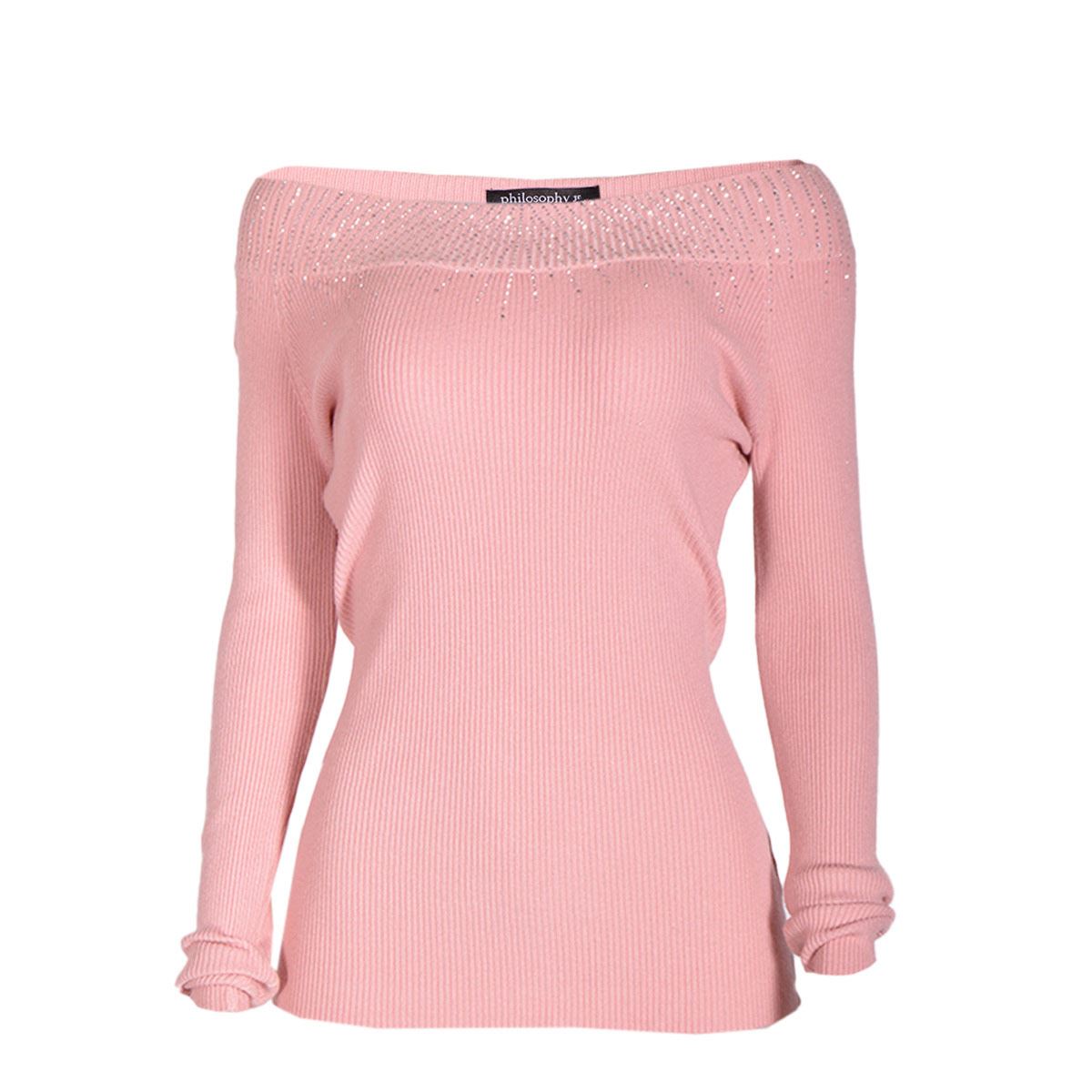 Sweater hombro descubierto Philosophy jr talla mediana color rosa modelo XN5035