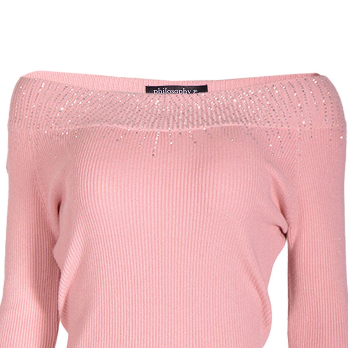 Sweater hombro descubierto Philosophy jr talla mediana color rosa modelo XN5035