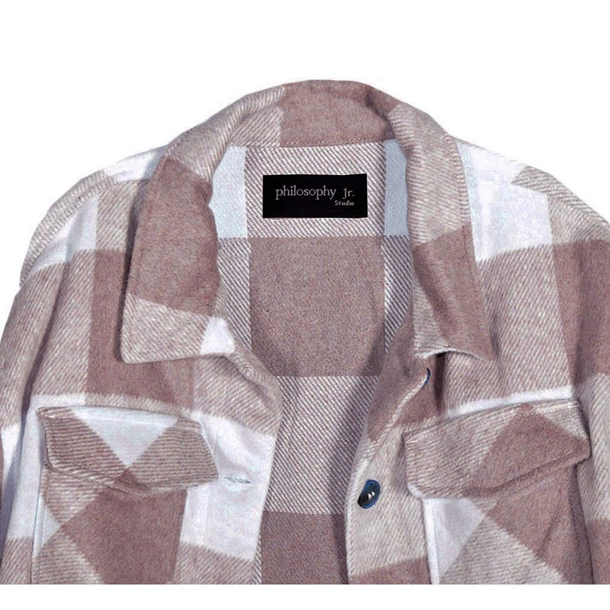 Sobre camisa con bolsas Philosophy talla grande color cafe combinado modelo 80032jy