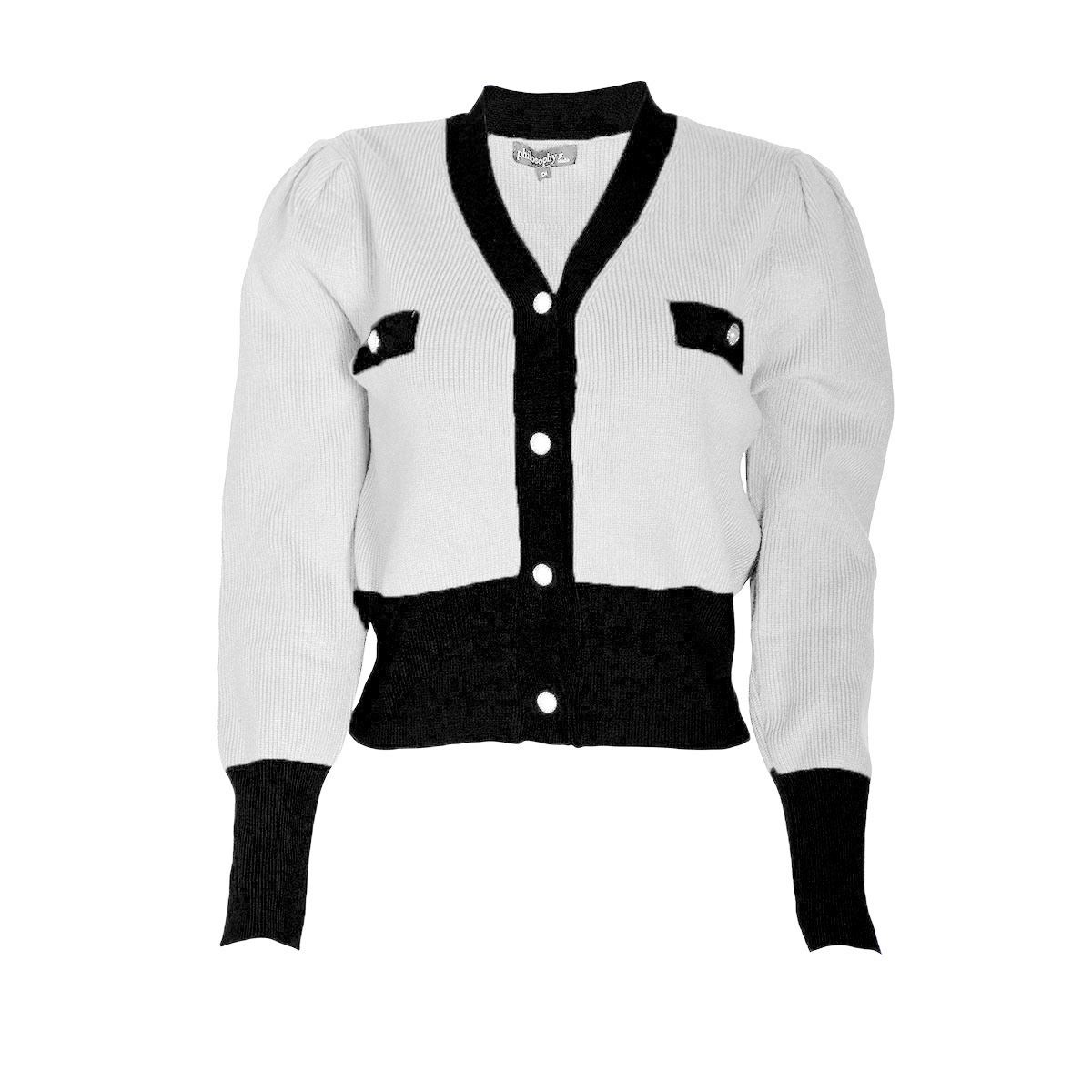 Suéter cuello v Philosophy talla grande color hueso modelo hh11059