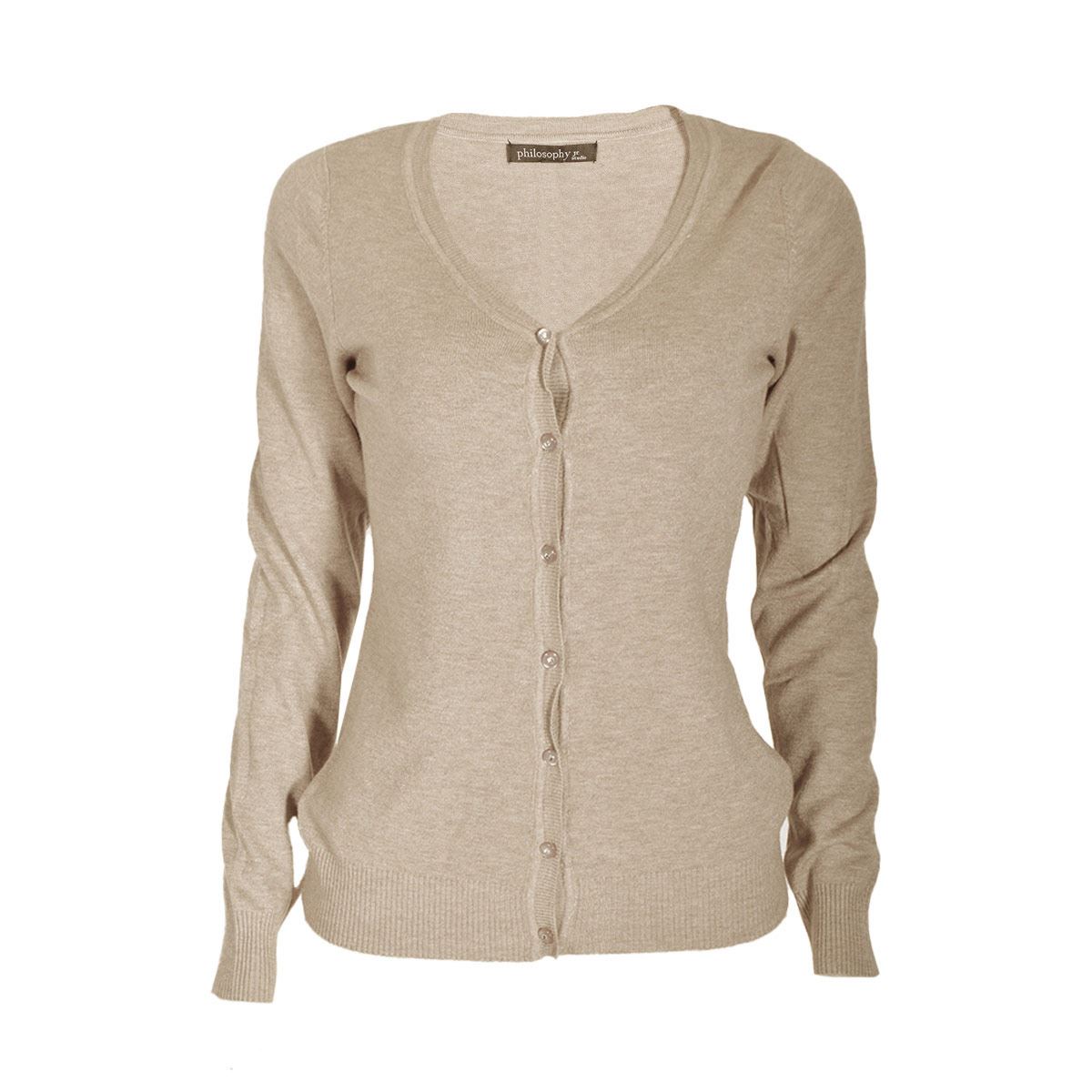 Suéter cárdigan liso con botones Philosophy talla grande color beige modelo XN31033