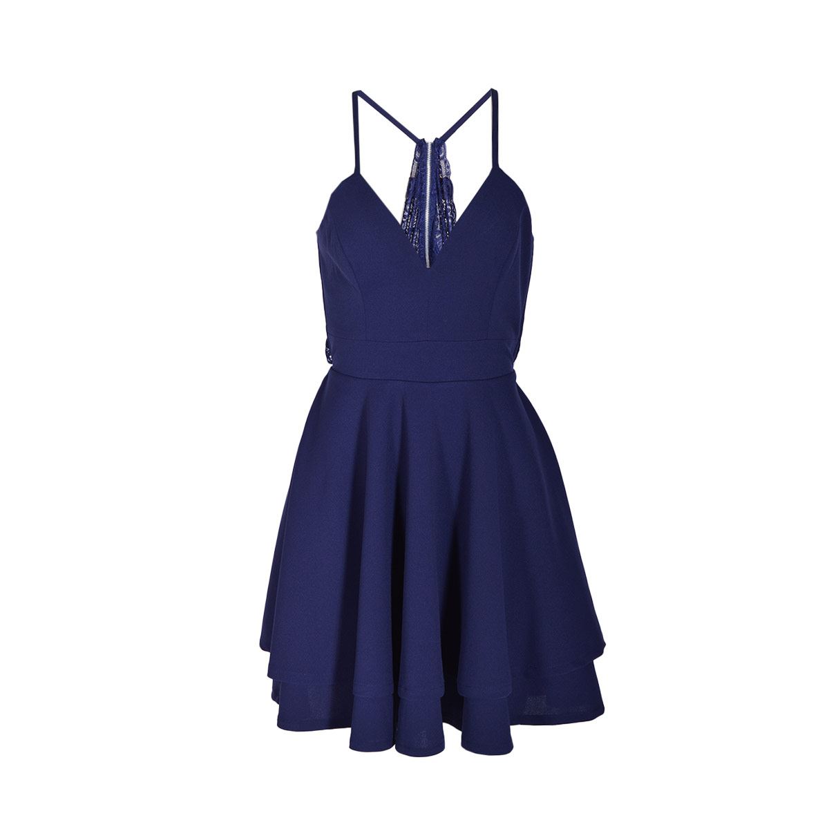 Vestidos de terciopelo midi con tirantes y bolsillos Azul Cielo Tallas Grandes